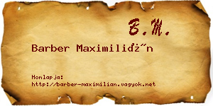 Barber Maximilián névjegykártya